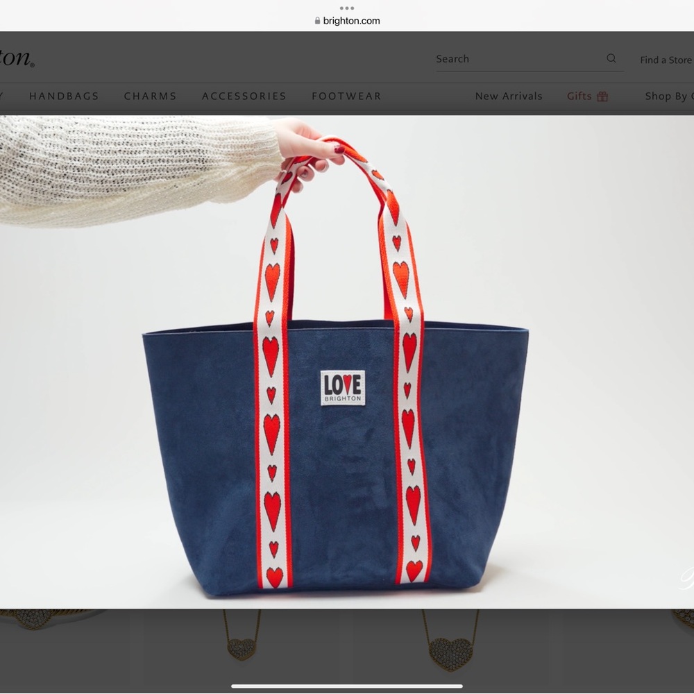 Brighton Blue Tote Bag with Heart Straps